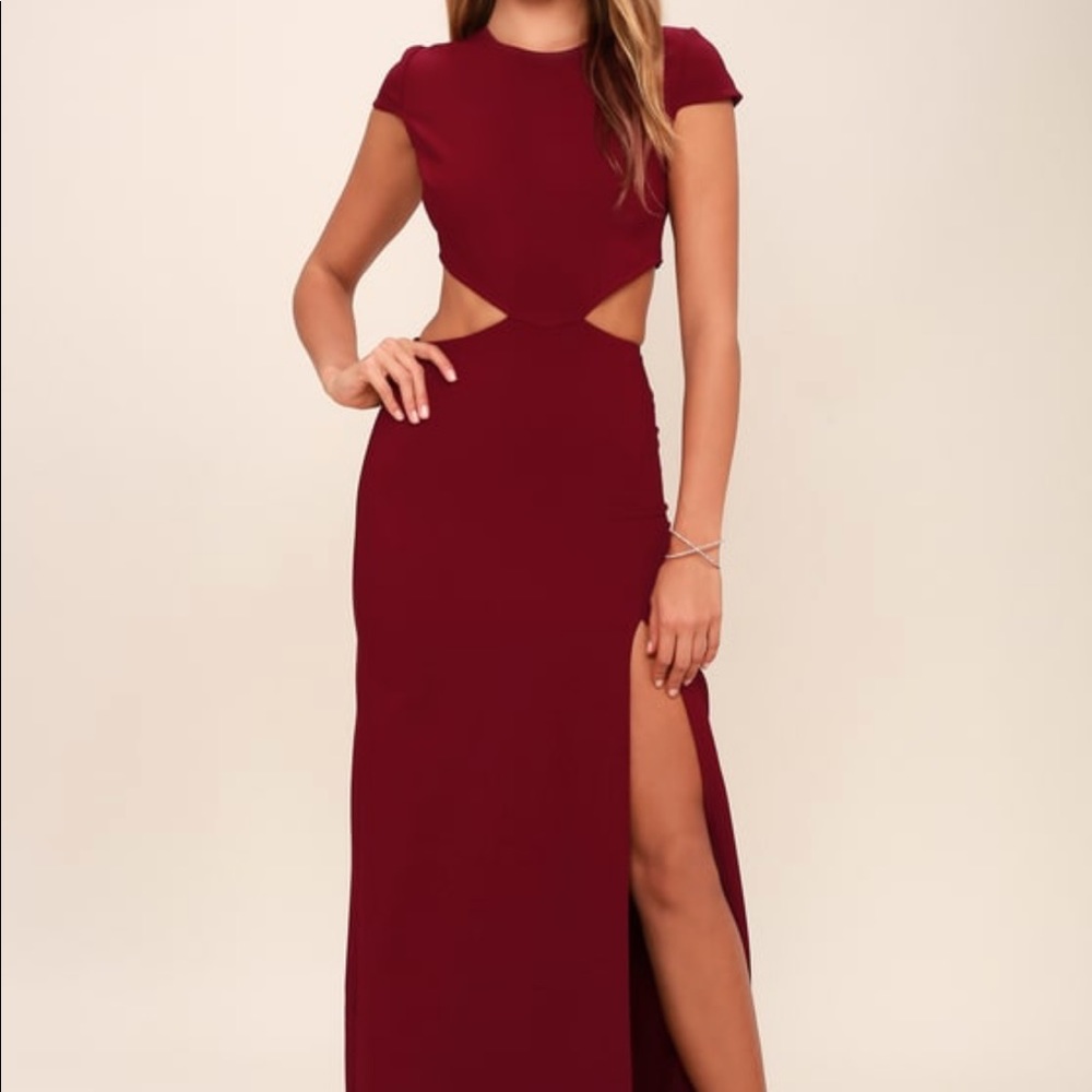 Lulus WINE RED BACKLESS MAXI DRESS